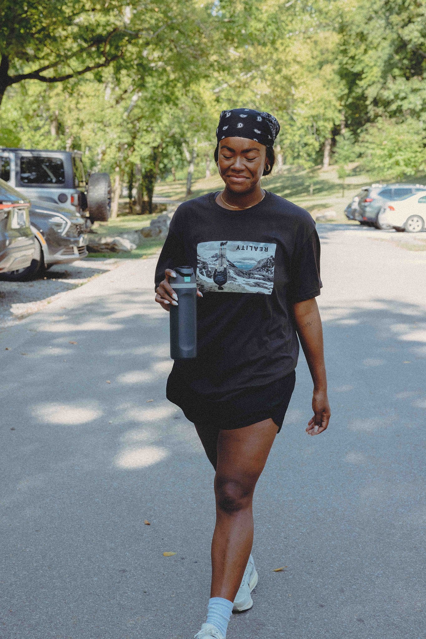 Reality Run Perspective Tee in Charcoal, back print
